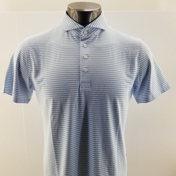 G/Fore Short Sleeve Golf Polo Shirt Mens  Sky Stripe - Picture 3 of 8